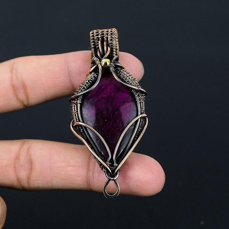 Lila Labradorit Kupfer Anhänger Kupferdraht gewickelter Anhänger Handgefertigter Anhänger Kupferschmuck Geschenk für Sie Mutter Labradorit Edelstein