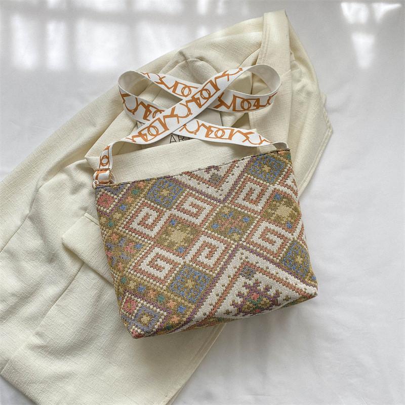 2023 Trendy Street Style Ethnic Canvas Tote Bag For Students And Daily Commute хаки