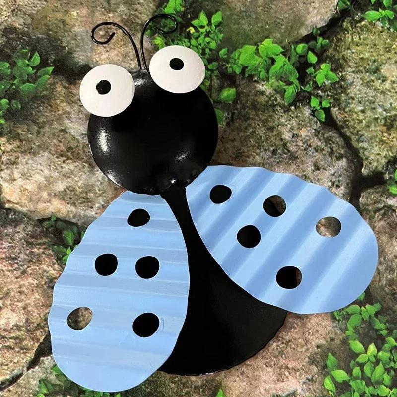 Mini Metall Marienkäfer Käfer Zaun Aufhänger Wand Hängen Ornament Statue Outdoor Terrasse Garten Figur Skulptur Für Wohnkultur