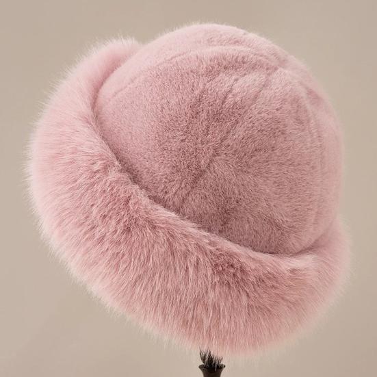 Women Hat Solid Color Soft Imitation Mink Fur Hat Ear Protection Thickened Warm Autumn Winter Fluffy Hat