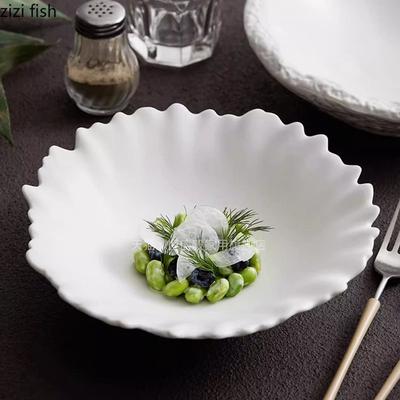 Einfarbige unregelmäßige Keramik-Korallen-Schale Steinkorn Runde Schale Salatschüssel Pastaschalen Snackschalen Molekulare Küche Geschirr