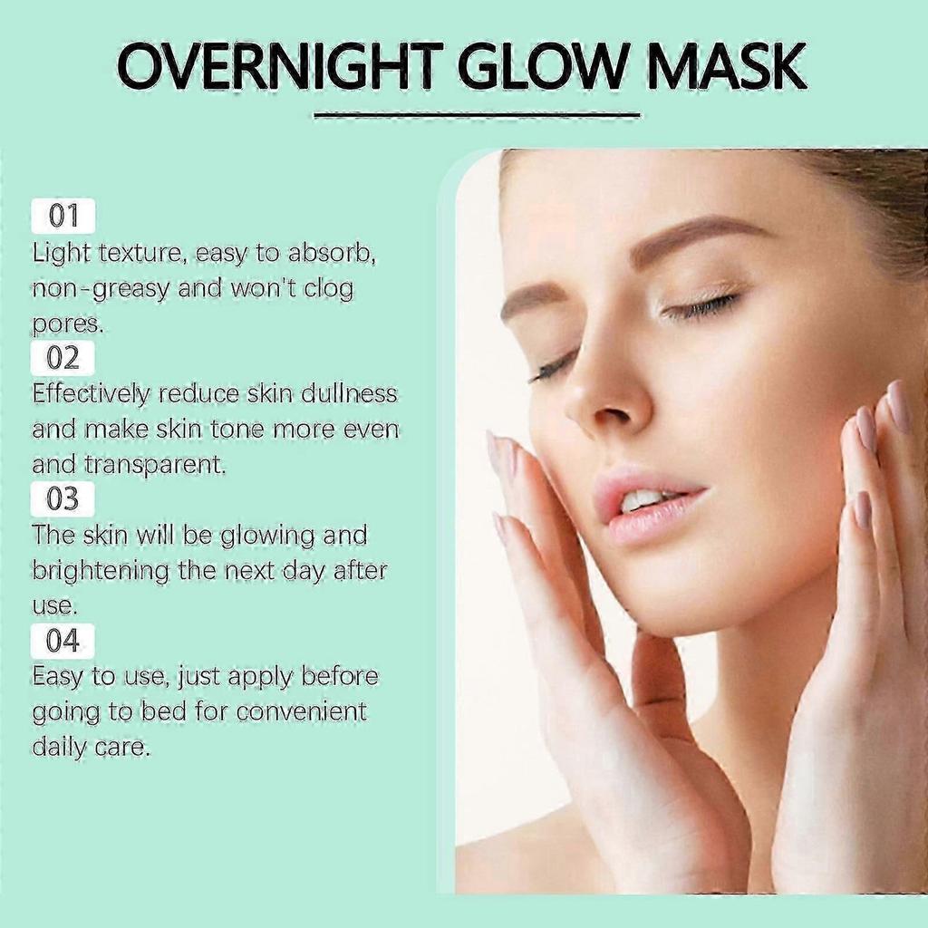 Overnight Glow Mask, 30ml Salon Like Brightening Facial Mask, Deep Hydrating Glow Face Mask Overnight for Clear, Smooth & Soft Skin