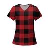 Women's Fashion Printed Short Sleeve V Neck Pattern Tops Pocket Working T-shirts