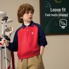 ASK JUNIOR Boys' Polo Collar Color-Block Sweatshirt