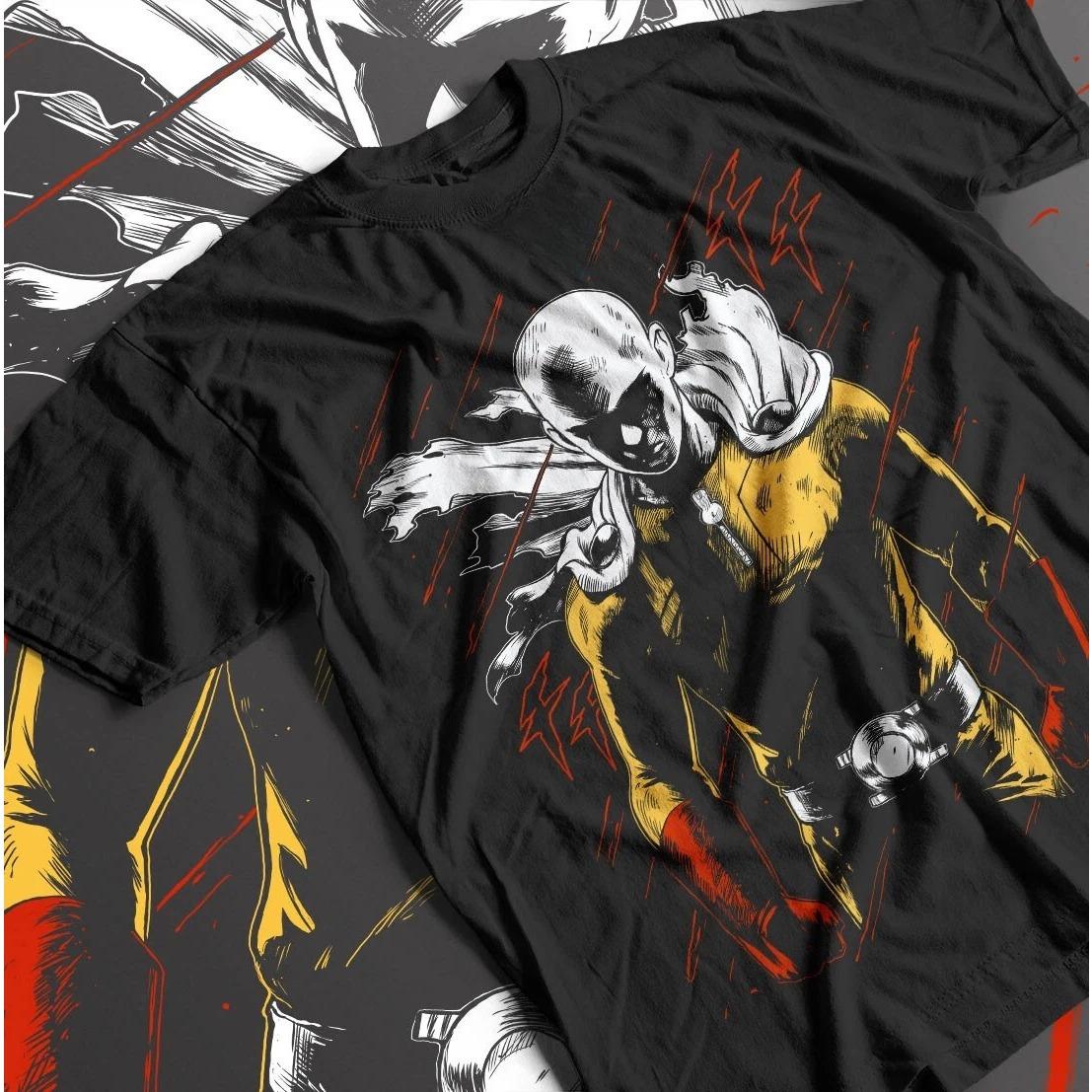 Летняя Хит Продаж One Punch Man Аниме Мужская Круглый Вырез Короткий Рукав Футболка SAITAMA Хоррор Аниме Манга Подарочный Набор XL