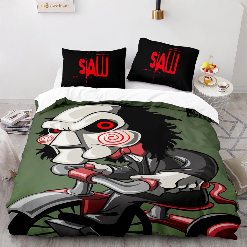Chainsaw Fright Bedding Set Single Twin Full Queen King Size Halloween Bed Set Aldult Kid Bedroom Duvet cover Sets 3D Print 011