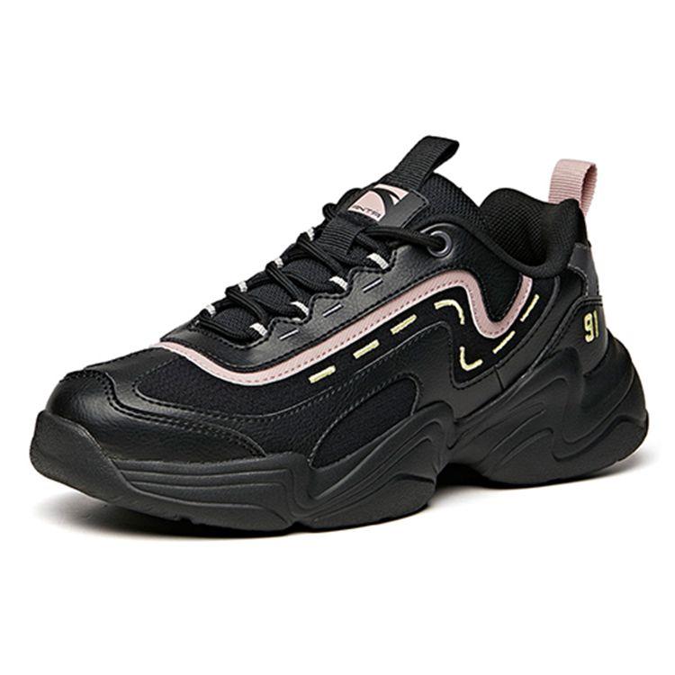 Anta Wygodne Trwałe Lekkie Niskie Buty Ojca Damskie Sneakersy Czarne 92938862-11