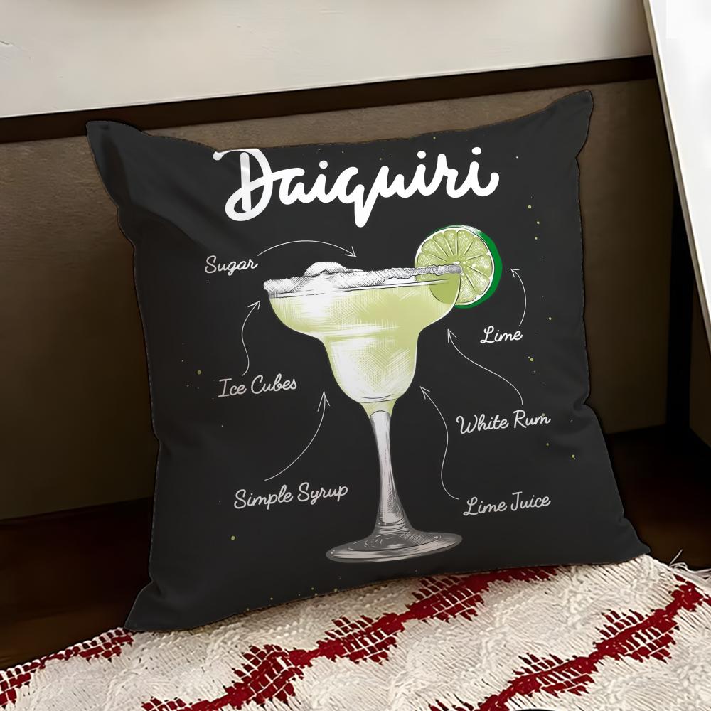 DDaiquiri Cocktail Cushion Cover Reversible Soft Durable Pillow Cover Home Car MultiScene Use for Daily Comfort