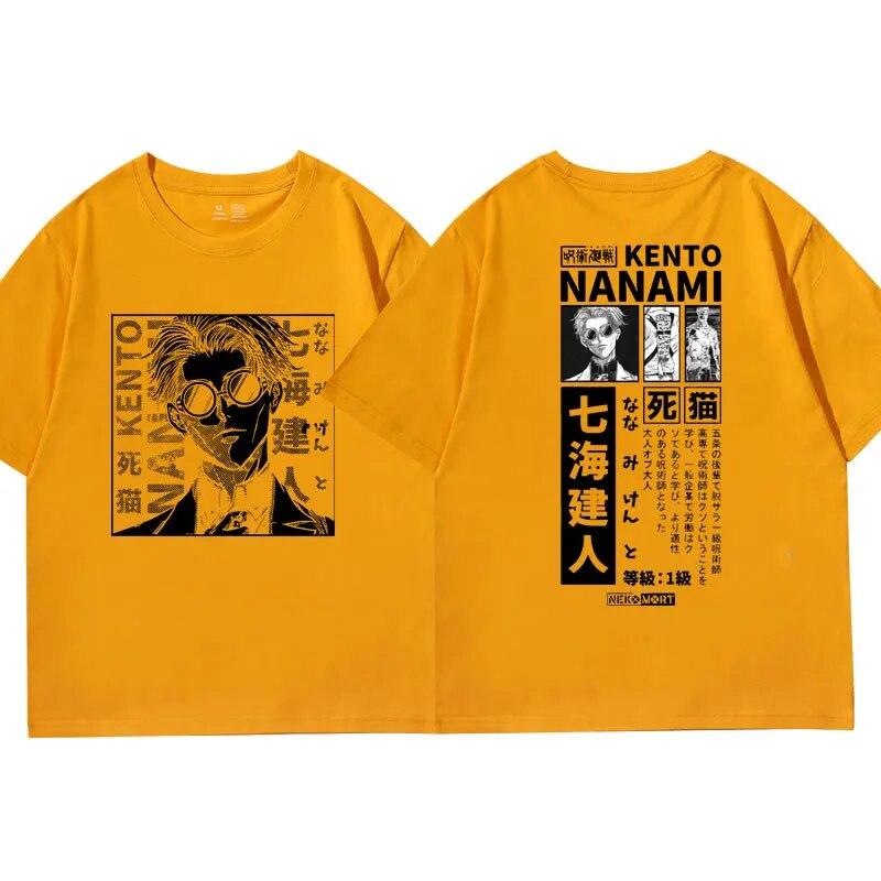 Anime Jujutsu Kaisen T-Shirt Japanisches Unisexga Nanami Kento Kurzarm-T-Shirts Unisex 100 % Baumwolle Lässiges übergroßes T-Shirt Unisex