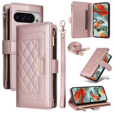 Crossbody Wrist Strap Wallet with Card Holder Phone Case for Google Pixel 9 Pro XL 9 8 7 Pro 8A 7A  6A Leather Protective Cover