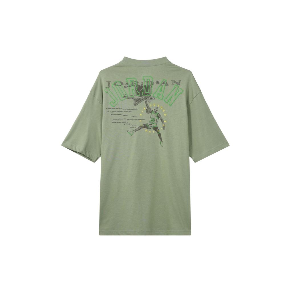 Jordan Solid Color Printed Number Casual Soft Straight Cut Round Neck Short Sleeve T-Shirt Men Tops Oil-Green HJ6542386