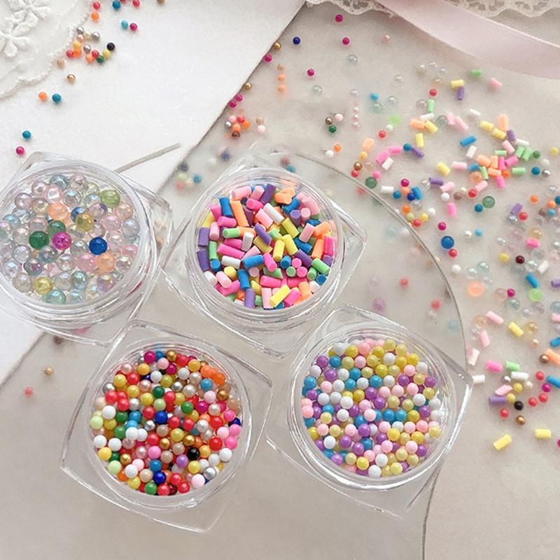 1Box Mini Macaron Bubble Nail Beads Charm 3D Full Color Resin Candy Caviar Nail Beads Decoration Diy Nail Accessories