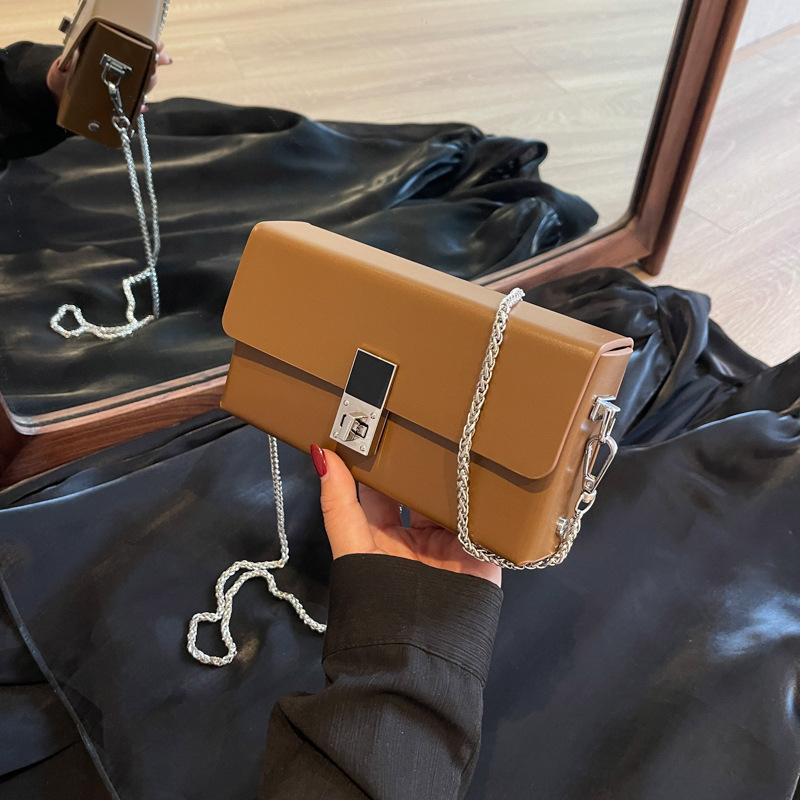 

Premium small bag women s bag 2025 new autumn versatile chain shoulder messenger bag texture box small square bag коричневый