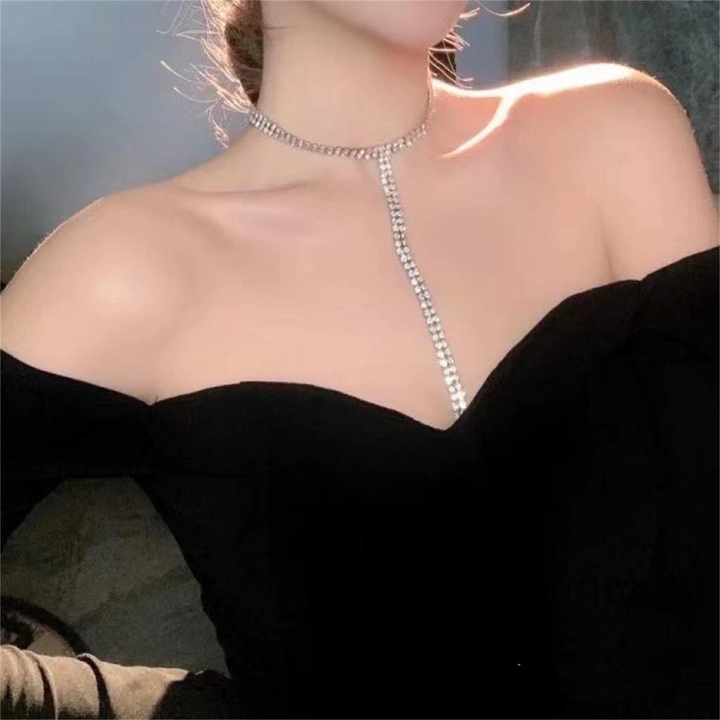 Long Tassel Necklace For Women, Elegant Clavicle Necklace