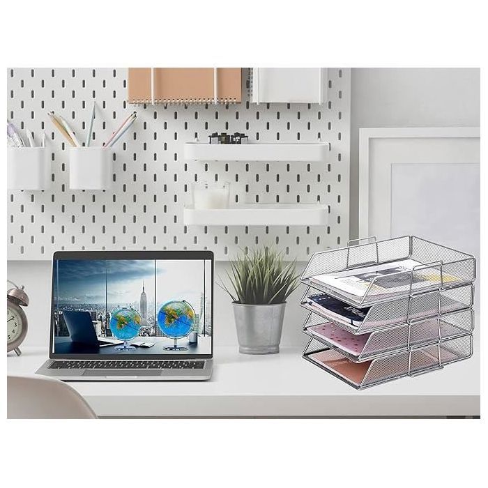 Corbeilles à courrier - exerz - 4 pièces - métal - superposables - a4