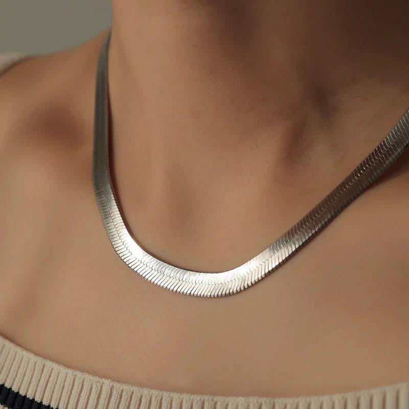 

S925 Sterling Silver Necklaces For Women Snake Chain Fashion Minimalist Pendant Necklace Cute Charm Necklace Birthday Gift