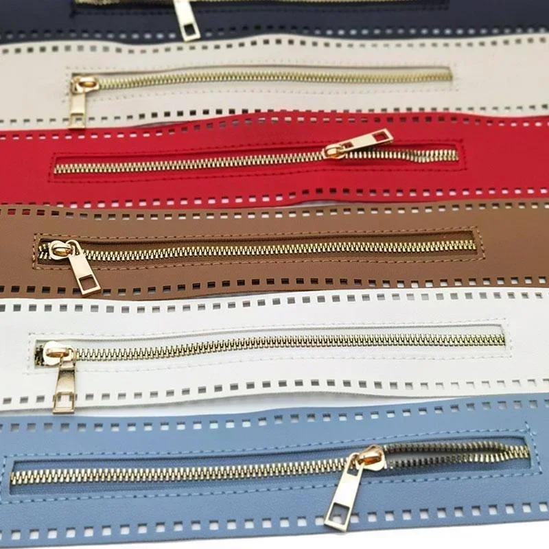 1 Stück DIY Reißverschluss für gewebte Tasche Hardware PU-Leder Reißverschluss Nähzubehör 55cm Metallreißverschluss für Kleidung Zubehör