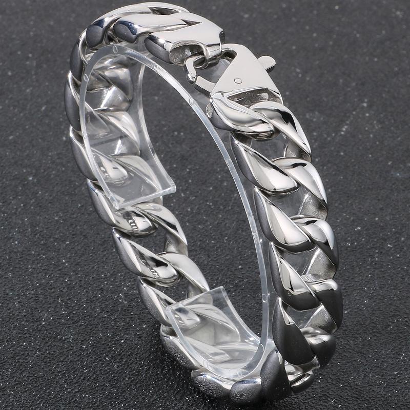 Vakuumplattiertes Curb Cuban Link Kettenglied Armband für Herren 15MM Rund Poliert Matt Titan Edelstahl Herren Armbänder Schmuck