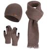 3 Piece Set Knit Beanie Hat Soft Plush Material Windproof Beanies Cap Hat Scarf Gloves Set  For Men
