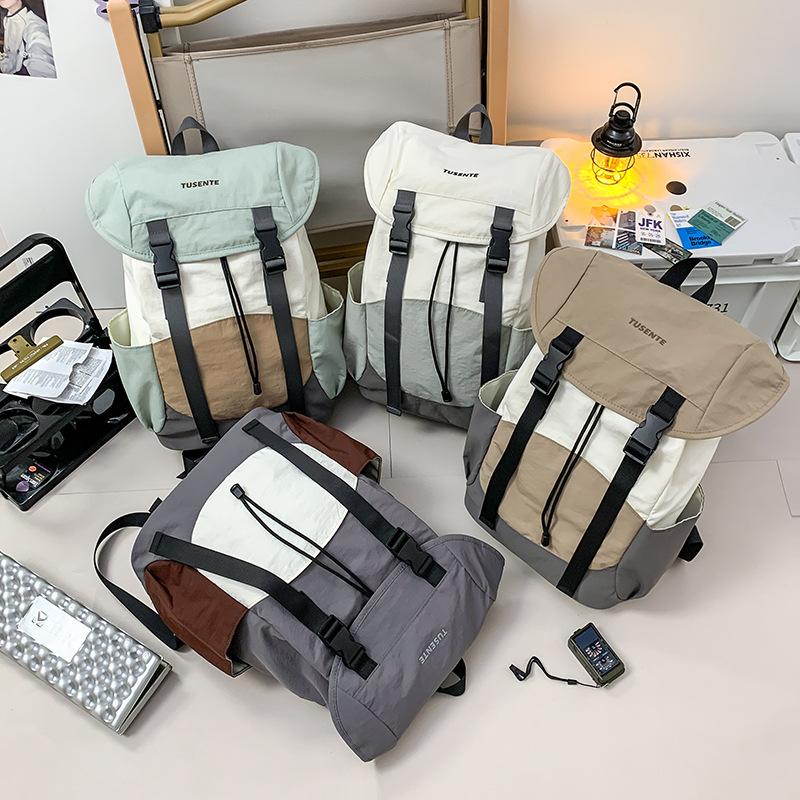 Schoolbag Lightweight Anti-splashing Backpack Mountain Trend Commuting Hiking Bag Large Capacity Color Matching Student Computer Schoolbag
