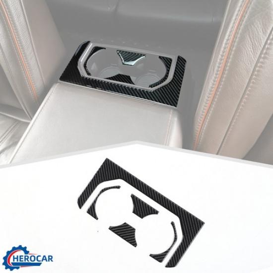 

Soft Carbon Fiber Armrest Box Rear Cup Holder Frame Trim For Ford F150 2015-