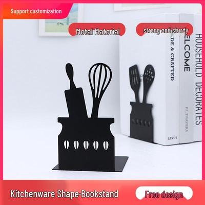 Wrought Iron Metal Book Stand - Simple Kitchen Bookend 