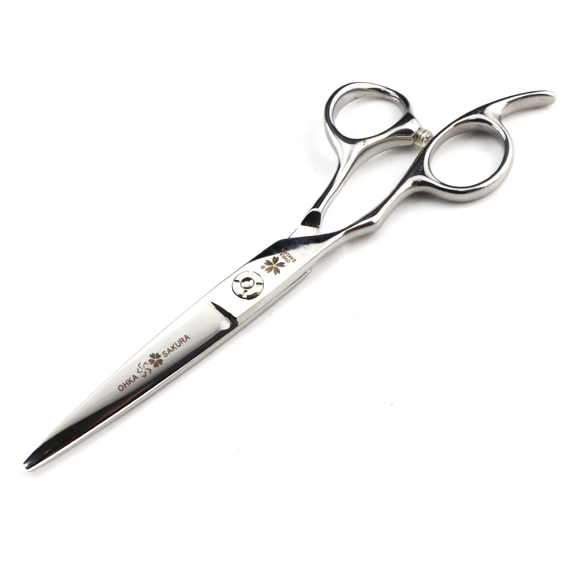 6.0 inch left-hand cherry blossom hand-shaped XGZ-02 left-hand hair scissors for left-handed people, flat-cut tooth scissors, thin scissors 6.0inch left-hand flat scissors