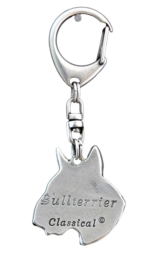 Bull Terrier, Bully III - Silver-plated Key Ring with a Dog In a Gift Box, Handbag Decoration, Backpack Pendant by Art-Dog Brand