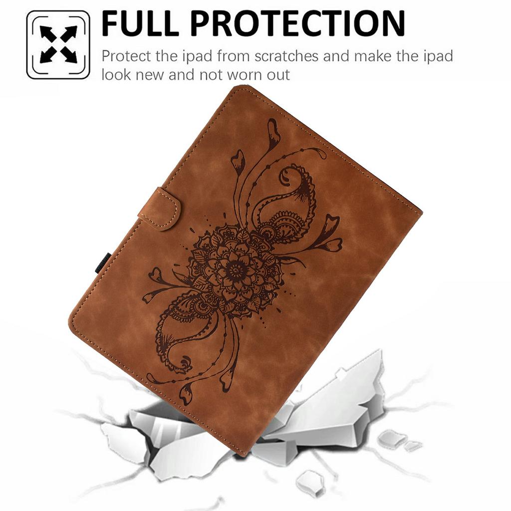 For Amazon Fire 7 (2022) Case Mandala Imprinted Leather Tablet Cover with Card Slots