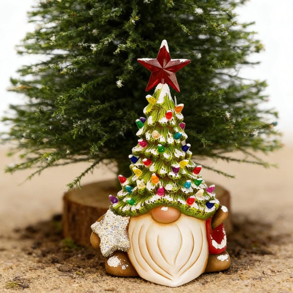Resin Christmas Tree Dwarf Ornament For Holiday Home Decor Festive Santa And Gnome Design