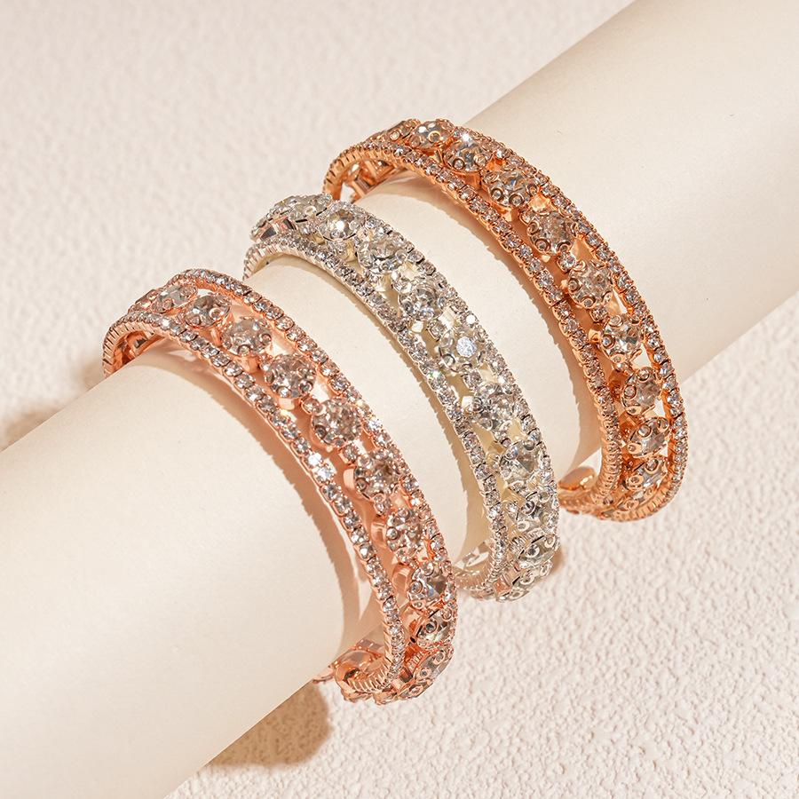 Zircon round three-layer open bracelet, personalized niche light luxury temperament, unique jewelry