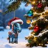 Horse Christmas Ornament Cartoon 2D Flat Horse Hanging Ornament with Santa Hat And Christmas Balls Acrylic Car Rear View Mirror Charm