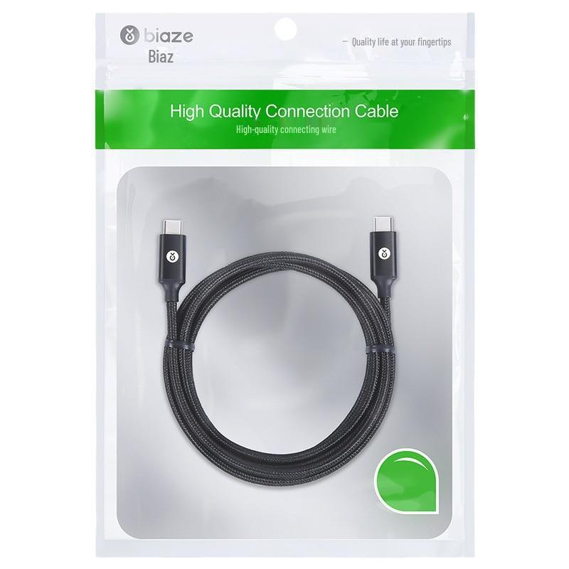 Biyazi 1.8m Type-C Male-to-Male Video Cable with Dual Ports, DP Compatibility, and Fast Charging
