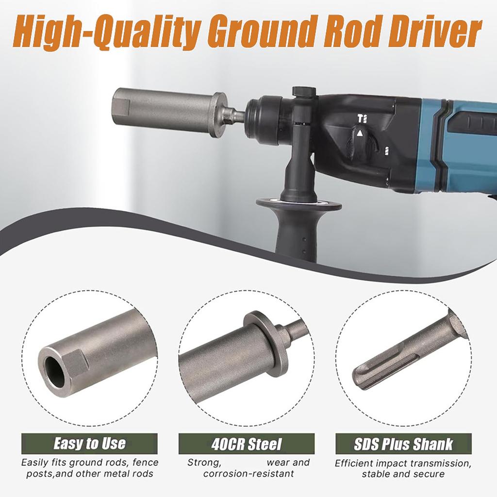 Heavy Duty 40CrMo Steel Ground Rod Driver Attachment Removable Adapter for Rebars Installation in Fencing Projects