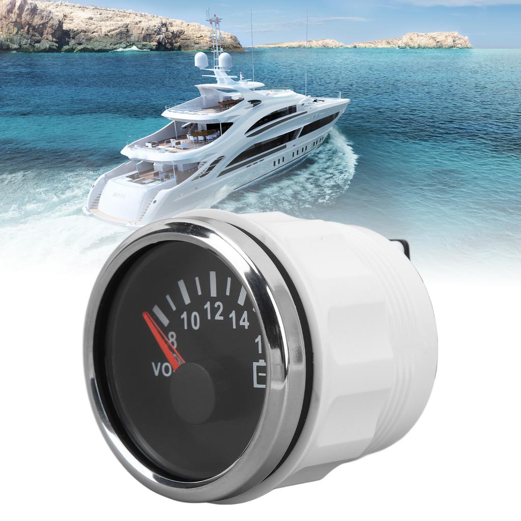 52MM Bootsvoltmeter 9 bis 32V Zeiger-Spannungsmesser mit farbiger Hintergrundbeleuchtung für Wohnmobile Yachten Fischerboote Schiffe