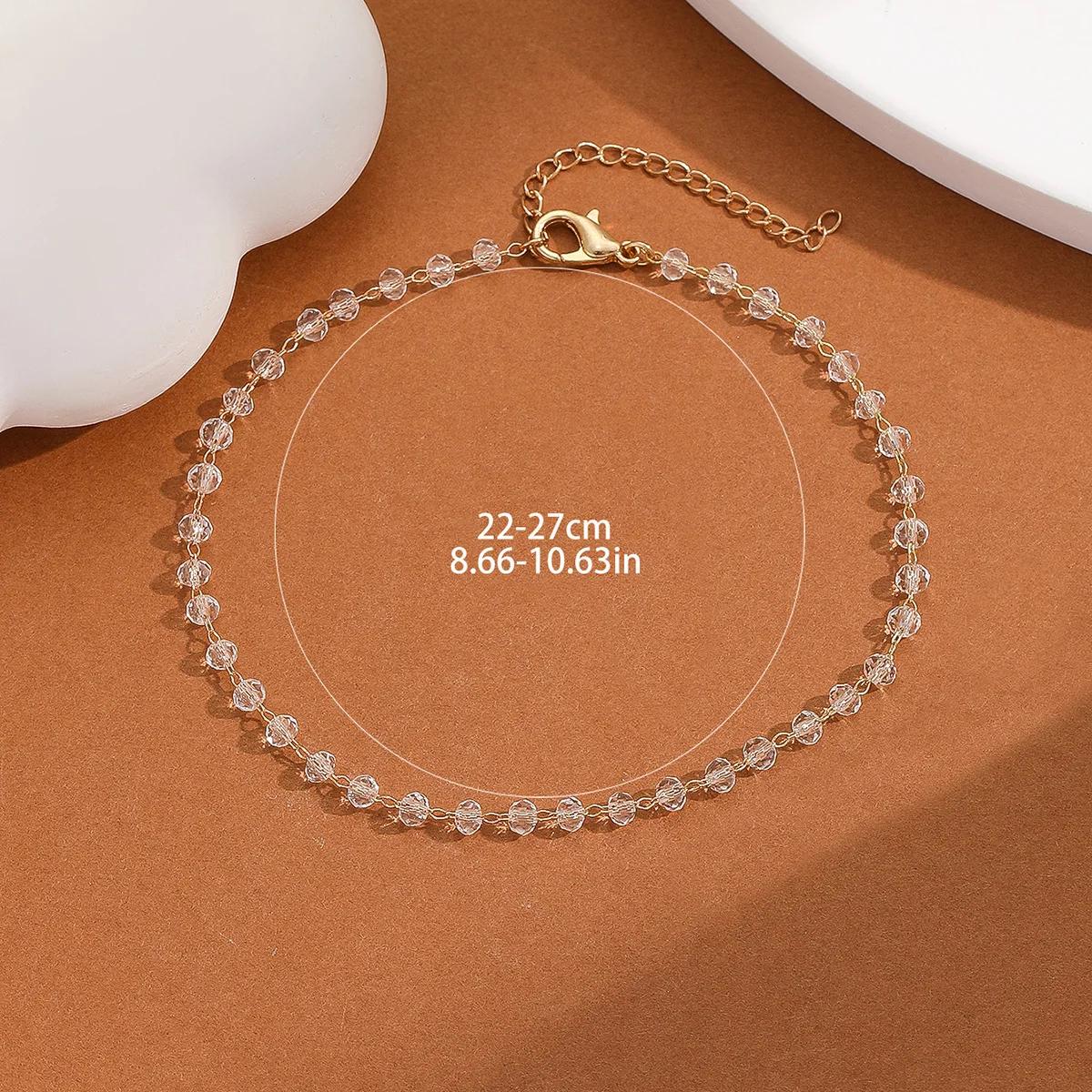 

Летний богемный прозрачный хрустальный браслет на ногу для женщин и девушек, браслет на щиколотку, цепочка для ноги, для пляжной вечеринки, путешествий, украшение для стопы с цирконом, подарки прозрачный