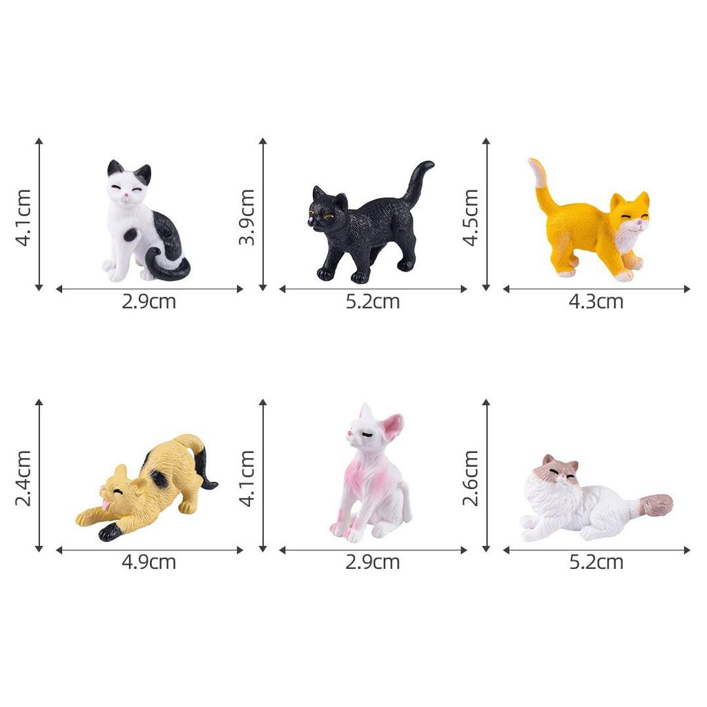Cute 6-Piece Cat Figurine Set - DIY Dollhouse Ornament for Miniature Landscape & Desk Decor