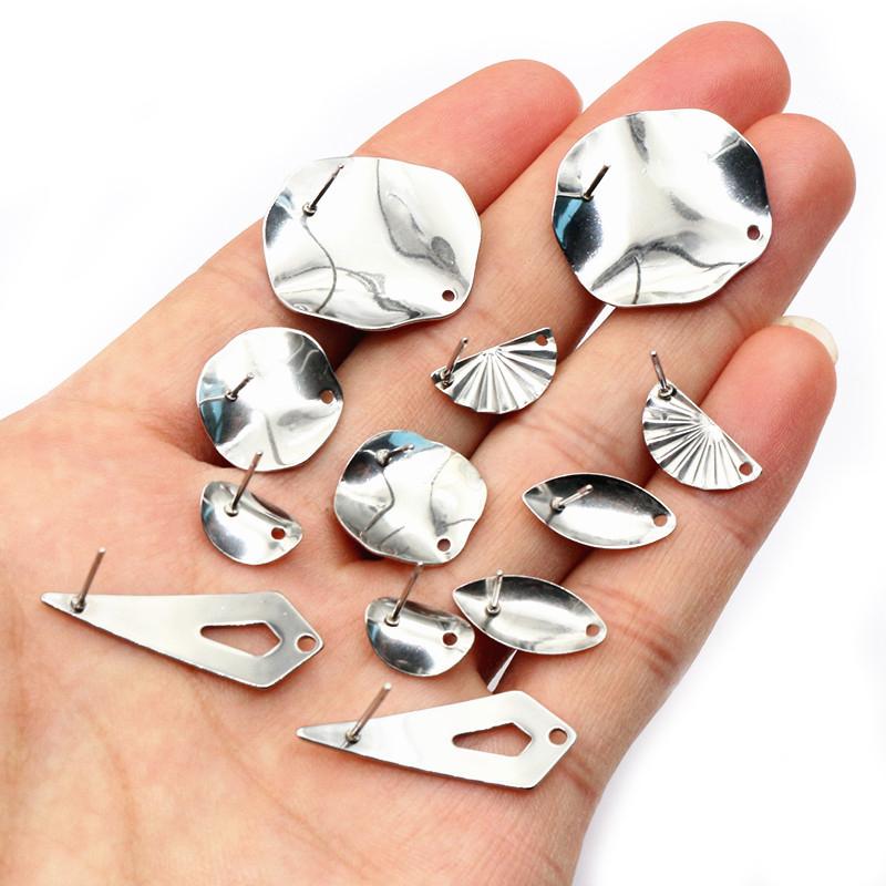 20pcs Irregular Polygonal Geometric Earring Stud Posts Stainless Steel Gold DIY Earrings Jewelry Making Accessories Findings