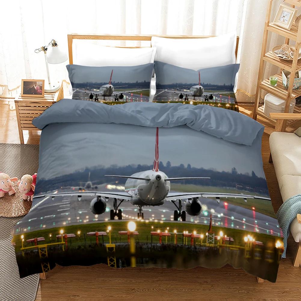 Copripiumino Aereo Aereo Volante Set Biancheria da Letto Per Ragazzi Ragazza Poliestere Stampa Aereo Copripiumino Matrimoniale Queen King Size