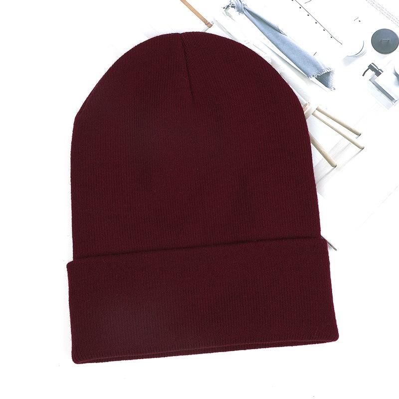 Custom Logo Unisex High Quality Plain Blank Color Winter Hat Cap Acrylic Knitted Beanie