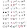 24Pairs Stainless Steel Stud Earrings for Women CZ Screw Back 4mm Tiny Flat Back Studs Cute Dainty Jewelry Gift Set 16G 18G