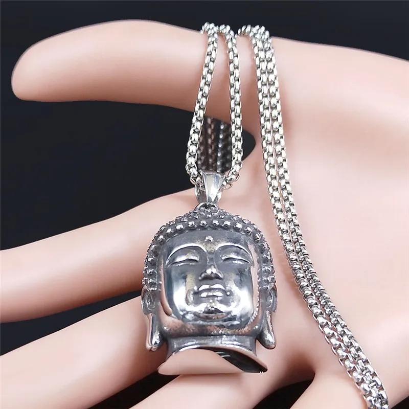 Vintage Retro Boeddha Hoofd Hanger Ketting Unisex Mannen Vrouwen Mode Gotisch Amulet Talisman Sieraden Feest Cadeau