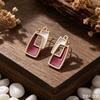 Popular literary and retro double-layer box retro enamel ear hook daily versatile personality niche earrings