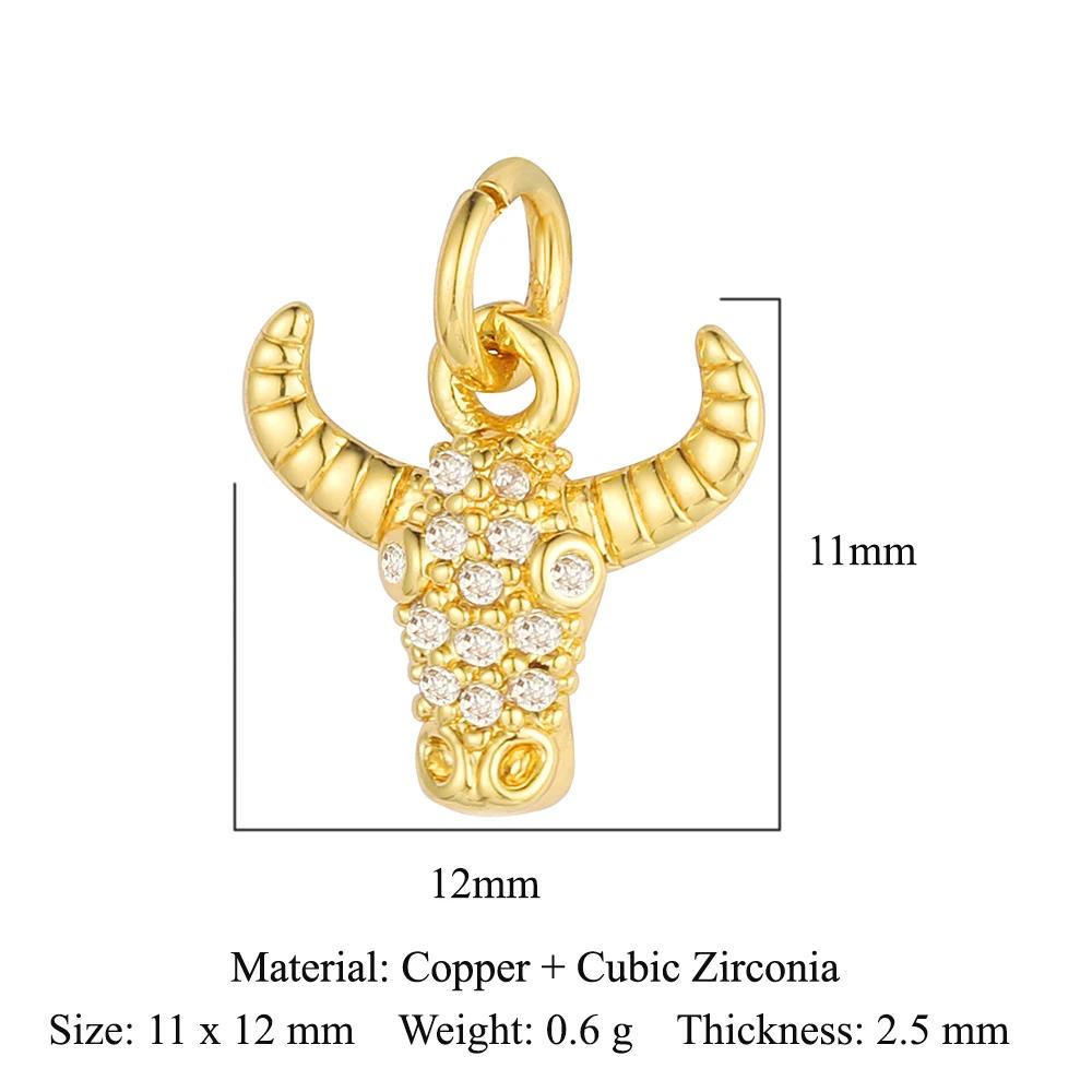 Trendy Brass Cubic Zirconia Life Tree Crown Charm Women Fish Paw Cow Pendant DIY Jewelry Bracelet Earring