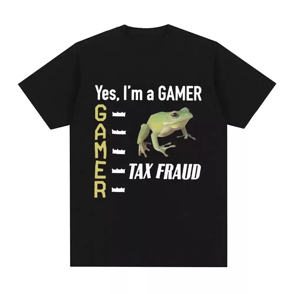 

Tax Fraud Gamer Funny Frog Meme T Shirt Men Women Fashion Hip Hop Vintage T-shirt Casual Loose Short Sleeve T-shirts Tops - M... S