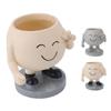 Flower Pot Cute Smile Standing Succulent Flowerpot Fadeless Resin Plant Pot for Garden Courtyard Caf