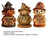 Rural Style Fireplace Decor 3 Pcs Fall Wooden Scarecrow Figurines, Farmhouse Rustic Statue with Maple Decorative Craft for Thanksgiving Leaf,