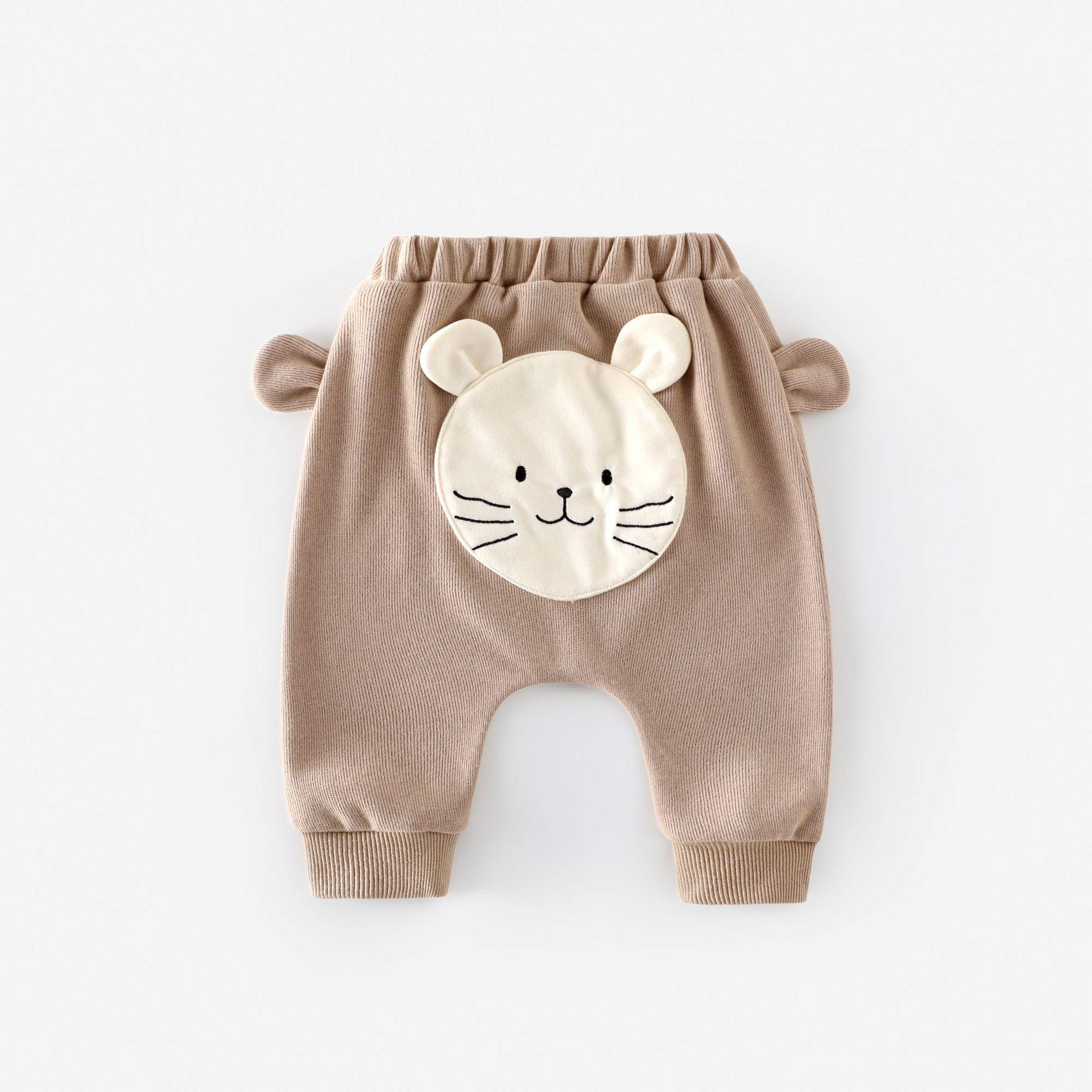 

2025 Осень Брюки с мультяшной аппликацией в корейском стиле для мальчиков и девочек 80