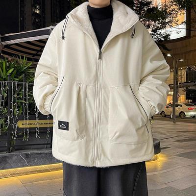Herren Baumwoll-Kapuzenjacke Herbst/Winter 2025: Modischer, Zweiseitiger, Trendiger, Dicke, Warme und Winddichte Jacke.