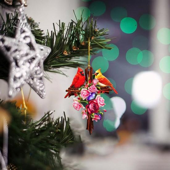 Red Priest Pendant Realistic Bird Decor Letter Print Tag Christmas Decor Colorfast Hanging Car Window Pendant Holiday Valentines Day Gift